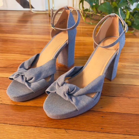 Loft Knotted Denim Platform Heels - Picture 1 of 4